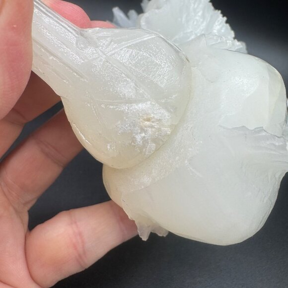 Carved White Jade Cabbage Chinese Wealth Fortune Bok Choy Sculpture Ornament Hom - Picture 8 of 14